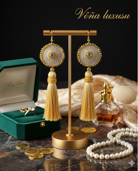 Háčkované dizajnové náušnice "Vôňa luxusu"